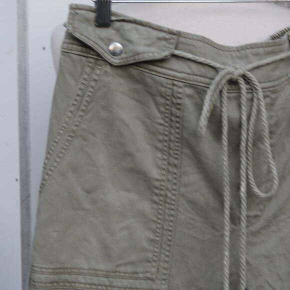 Joie Olive Snap Loop Rope Belt Wide Leg Lyocell Cotton Blend Pants Sz LARGE - Picture 2 of 8